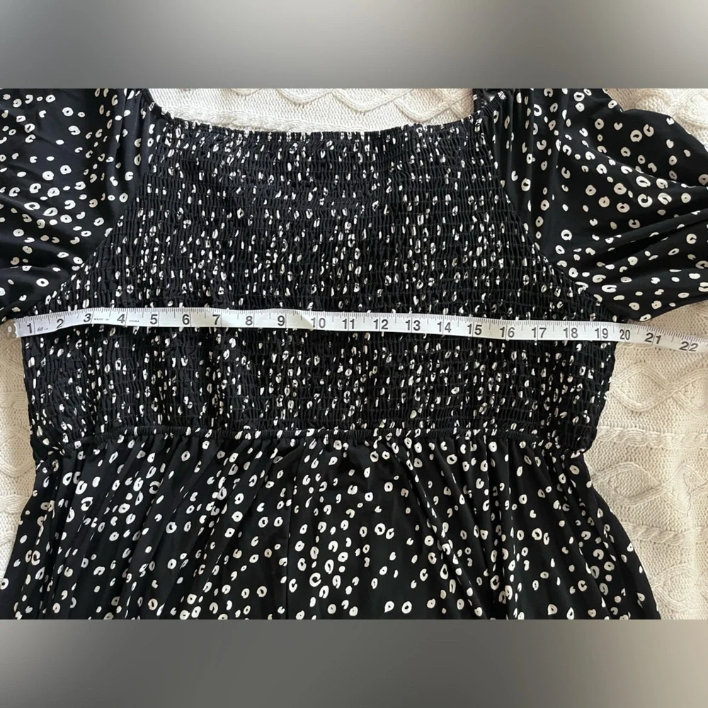 White Birch Black with Small white Dot Pattern Stretch midi length Size 3X - Picture 7 of 16